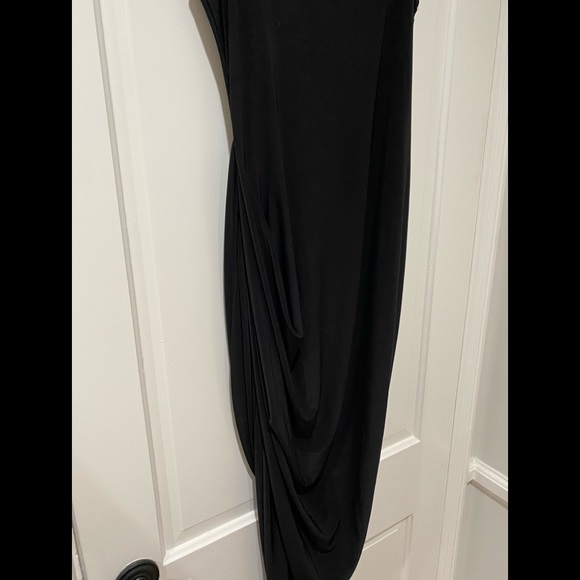 Misguided black side ruched asymmetrical midi dress L - Picture 5 of 9